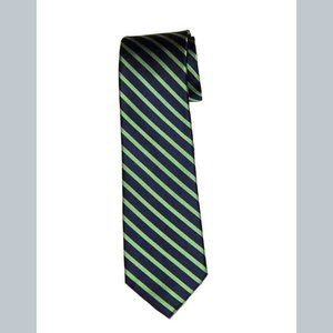 Tommy Hilfiger Repp Stripe Tie Navy Blue Green Silk Men's